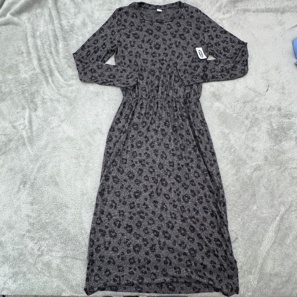 Old Navy NWT Women's Dress Leopard Print Grey/Black‎ Size Small Long Sleeve